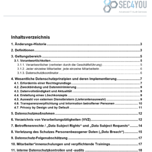 SEC4YOU Datenschutz-Richtlinie Inhalt